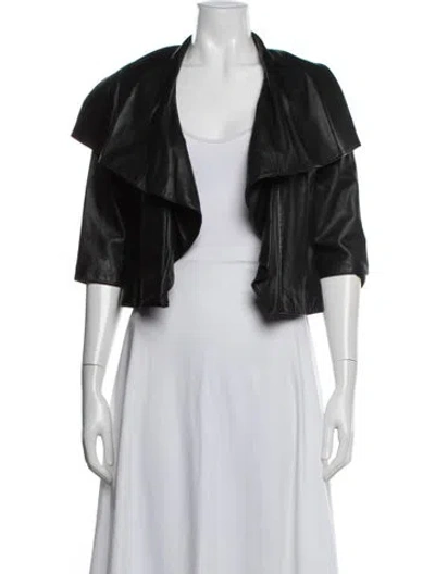 Pre-owned Loeffler Randall Leather Bolero In Black