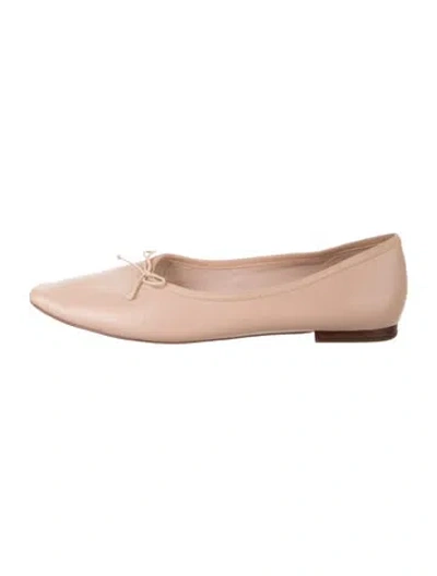 Pre-owned Loeffler Randall Leather Bow Accents Ballet Flats In Neutrals