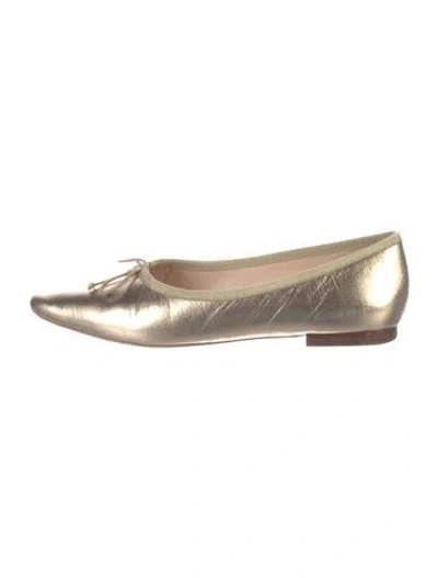 Pre-owned Loeffler Randall Leather Bow Accents Ballet Flats In Pink