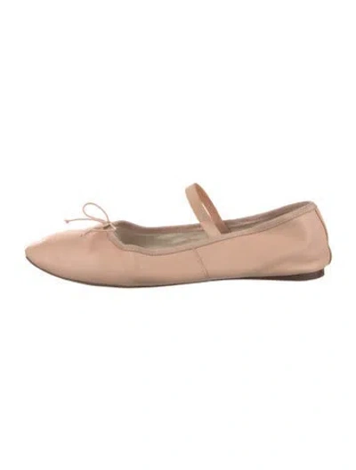 Pre-owned Loeffler Randall Leather Bow Accents Mary Jane Flats In Pink