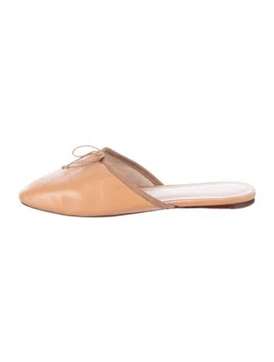 Pre-owned Loeffler Randall Leather Bow Accents Mules In Neutrals