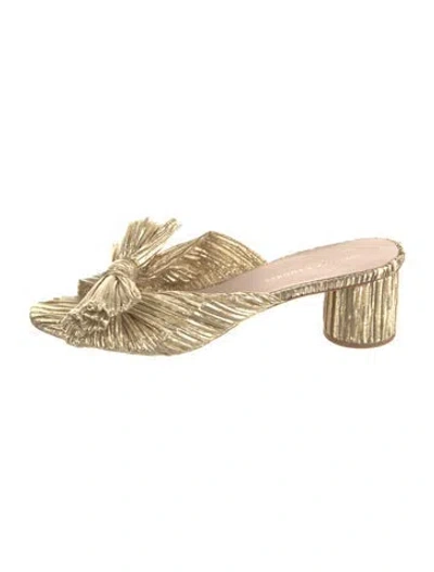 Pre-owned Loeffler Randall Leather Bow Accents Sandals In Gold/metallic