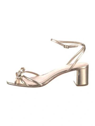 Pre-owned Loeffler Randall Leather Bow Accents Sandals In Gold/metallic