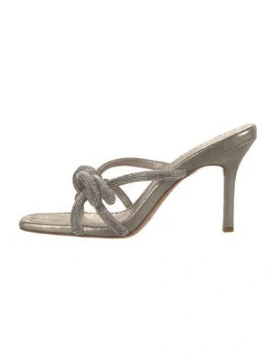 Pre-owned Loeffler Randall Leather Bow Accents Sandals In Gray