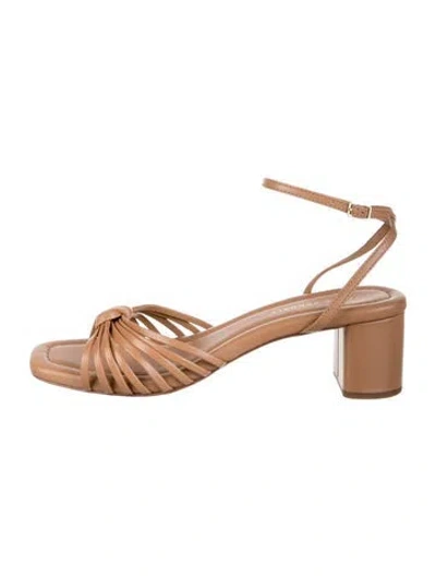 Pre-owned Loeffler Randall Leather Bow Accents Sandals In Neutral