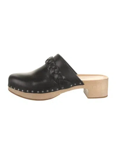 Pre-owned Loeffler Randall Leather Braided Accents Mules In Black