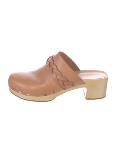 Pre-owned Loeffler Randall Leather Braided Accents Mules In Brown