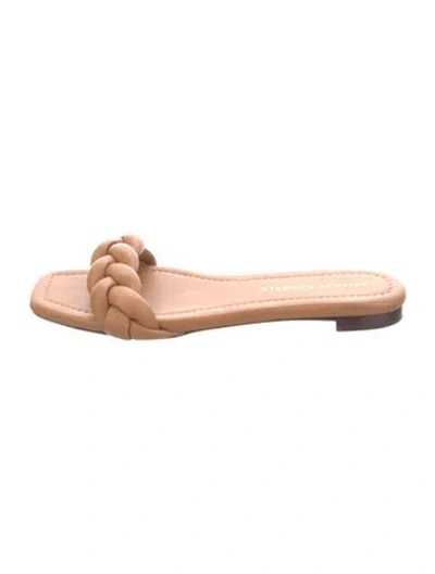 Pre-owned Loeffler Randall Leather Braided Accents Mules In Brown