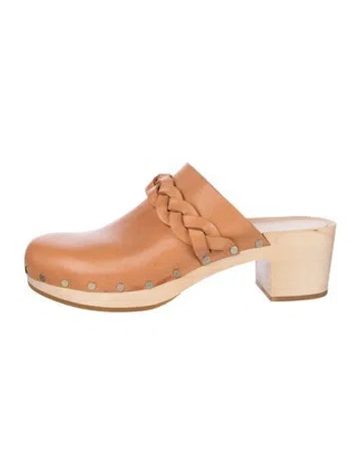Pre-owned Loeffler Randall Leather Braided Accents Mules In Neutrals