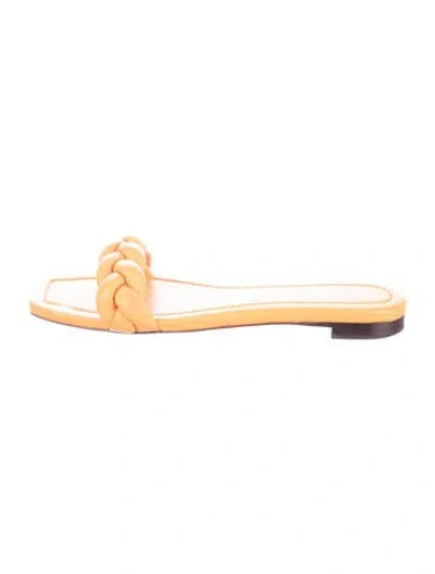 Pre-owned Loeffler Randall Leather Braided Accents Slides In Orange