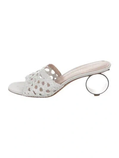 Pre-owned Loeffler Randall Leather Braided Accents Slides In White