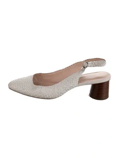 Pre-owned Loeffler Randall Leather Braided Accents Slingback Pumps In White