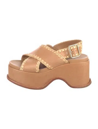 Pre-owned Loeffler Randall Leather Braided Accents Slingback Sandals In Neutral