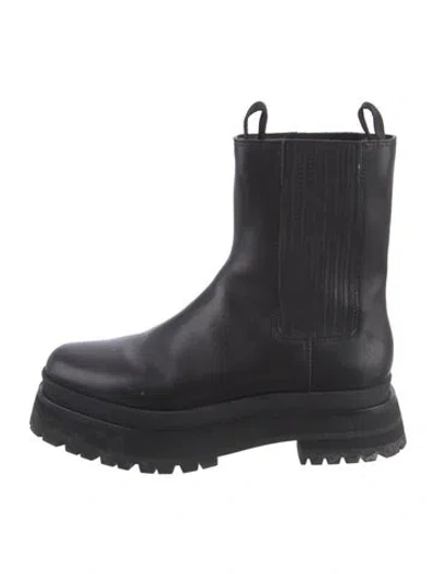 Pre-owned Loeffler Randall Leather Chelsea Boots In Black