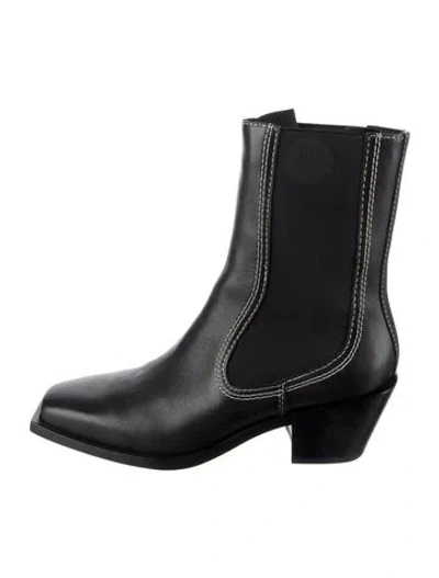 Pre-owned Loeffler Randall Leather Chelsea Boots In Black