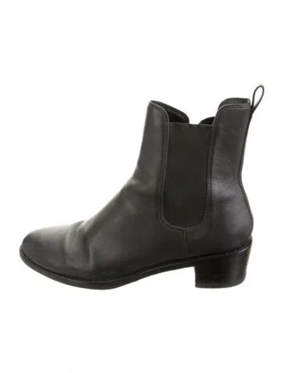 Pre-owned Loeffler Randall Leather Chelsea Boots In Black/green