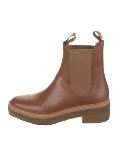 Pre-owned Loeffler Randall Leather Chelsea Boots In Brown