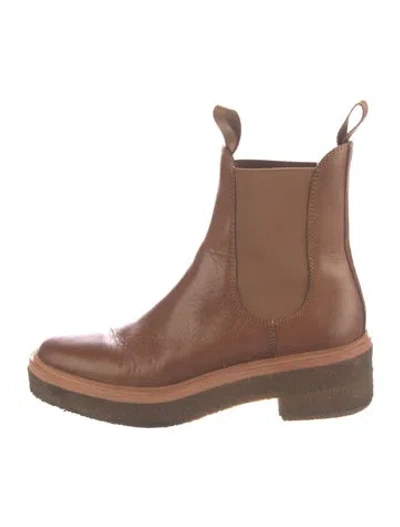 Pre-owned Loeffler Randall Leather Chelsea Boots In Brown