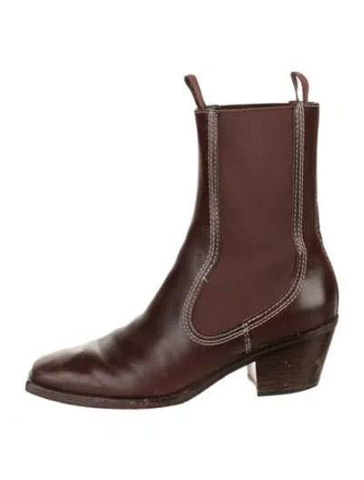 Pre-owned Loeffler Randall Leather Chelsea Boots In Brown