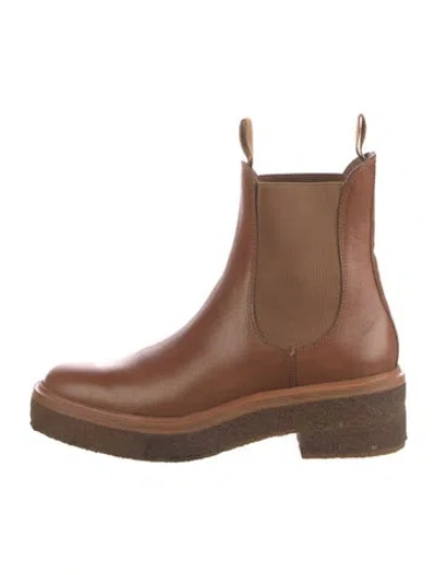 Pre-owned Loeffler Randall Leather Chelsea Boots In Brown