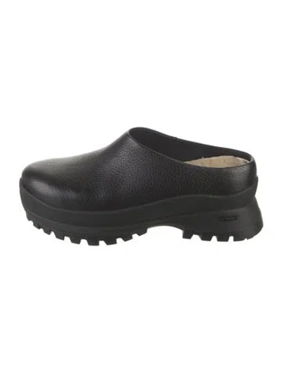 Pre-owned Loeffler Randall Leather Chunky Sneakers In Black