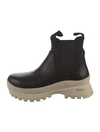 Pre-owned Loeffler Randall Leather Colorblock Pattern Chelsea Boots In Black