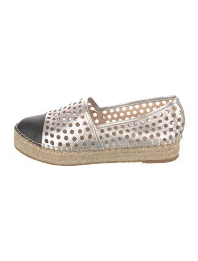 Pre-owned Loeffler Randall Leather Colorblock Pattern Espadrilles In Multi