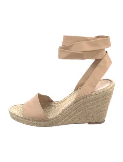 Pre-owned Loeffler Randall Leather Colorblock Pattern Espadrilles In Neutral