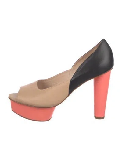 Pre-owned Loeffler Randall Leather Colorblock Pattern Pumps
