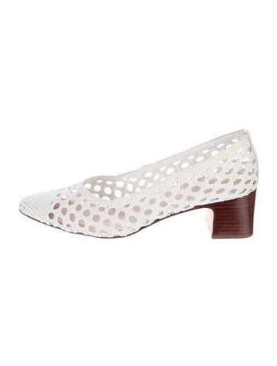 Pre-owned Loeffler Randall Leather Colorblock Pattern Pumps In White