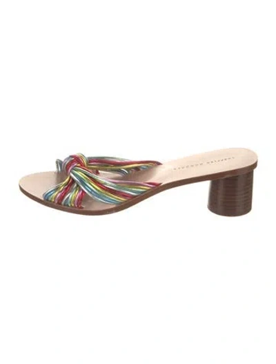 Pre-owned Loeffler Randall Leather Colorblock Pattern Sandals In Yellow