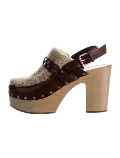 Pre-owned Loeffler Randall Leather Colorblock Pattern Slingback Pumps In Brown