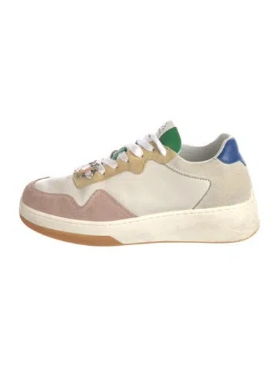 Pre-owned Loeffler Randall Leather Colorblock Pattern Sneakers In Neutral