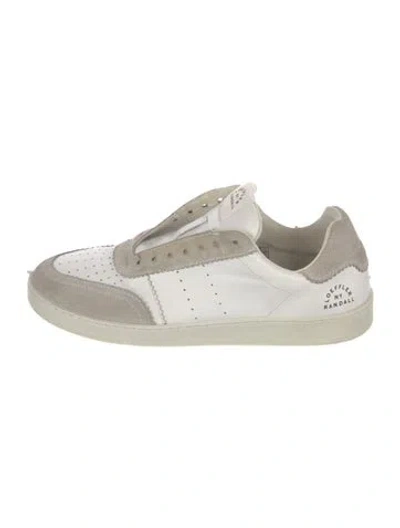 Pre-owned Loeffler Randall Leather Colorblock Pattern Sneakers In White
