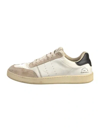 Pre-owned Loeffler Randall Leather Colorblock Pattern Sneakers In White