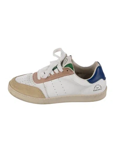Pre-owned Loeffler Randall Leather Colorblock Pattern Sneakers In White
