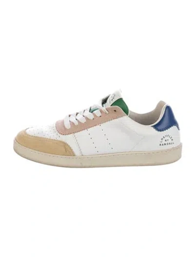 Pre-owned Loeffler Randall Leather Colorblock Pattern Sneakers In White