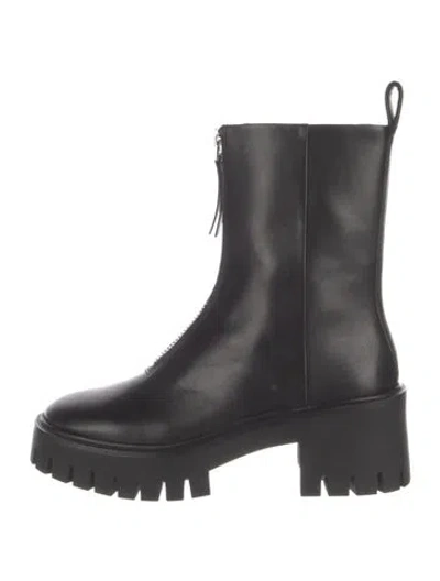 Pre-owned Loeffler Randall Leather Combat Boots In Black