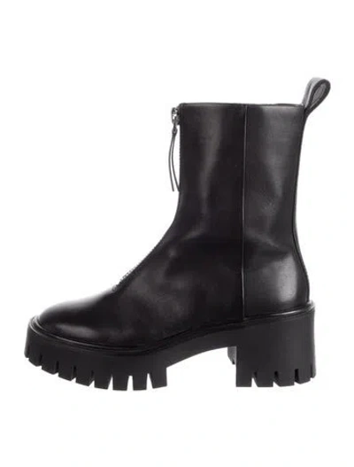 Pre-owned Loeffler Randall Leather Combat Boots In Black