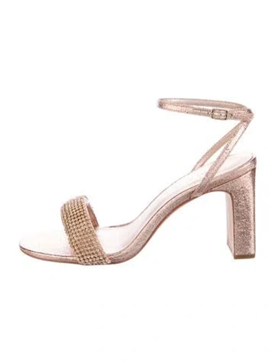 Pre-owned Loeffler Randall Leather Crystal Embellishments Sandals