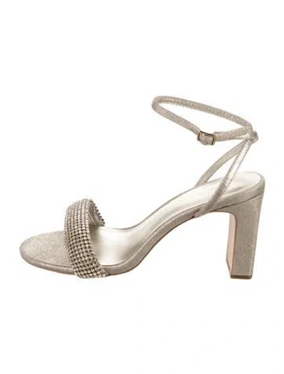 Pre-owned Loeffler Randall Leather Crystal Embellishments Sandals