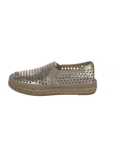 Pre-owned Loeffler Randall Leather Cutout Accent Espadrilles In Gold
