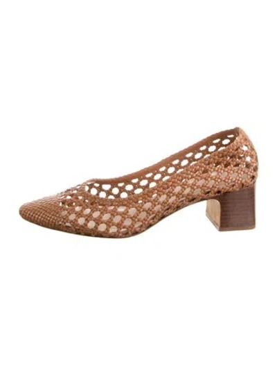 Pre-owned Loeffler Randall Leather Cutout Accent Pumps In Brown