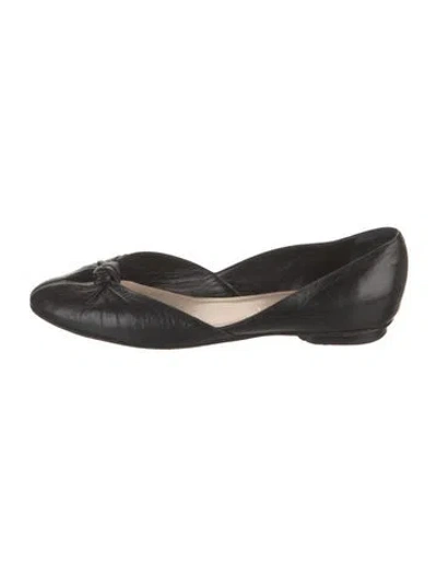 Pre-owned Loeffler Randall Leather D'orsay Flats In Black