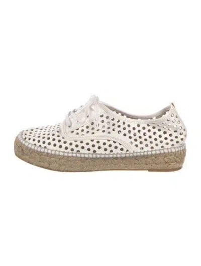Pre-owned Loeffler Randall Leather Espadrille Sneakers In White