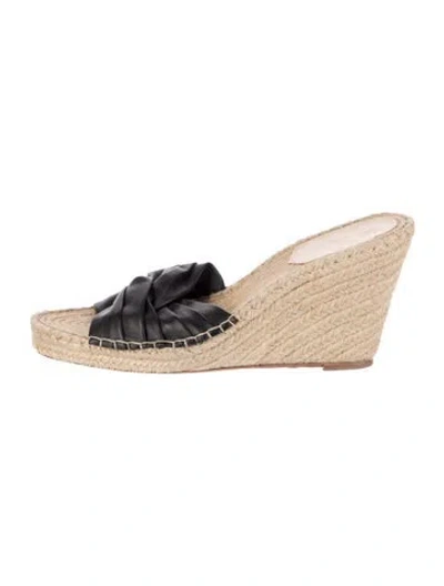 Pre-owned Loeffler Randall Leather Espadrilles In Black