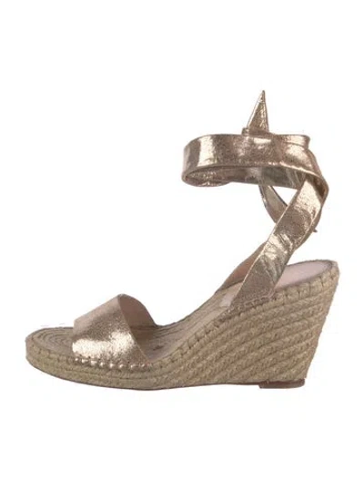 Pre-owned Loeffler Randall Leather Espadrilles In Gold/neutrals