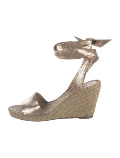 Pre-owned Loeffler Randall Leather Espadrilles In Gold/neutrals