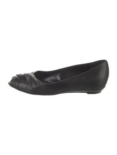 Pre-owned Loeffler Randall Leather Flats In Black