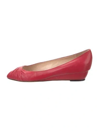 Pre-owned Loeffler Randall Leather Flats In Red